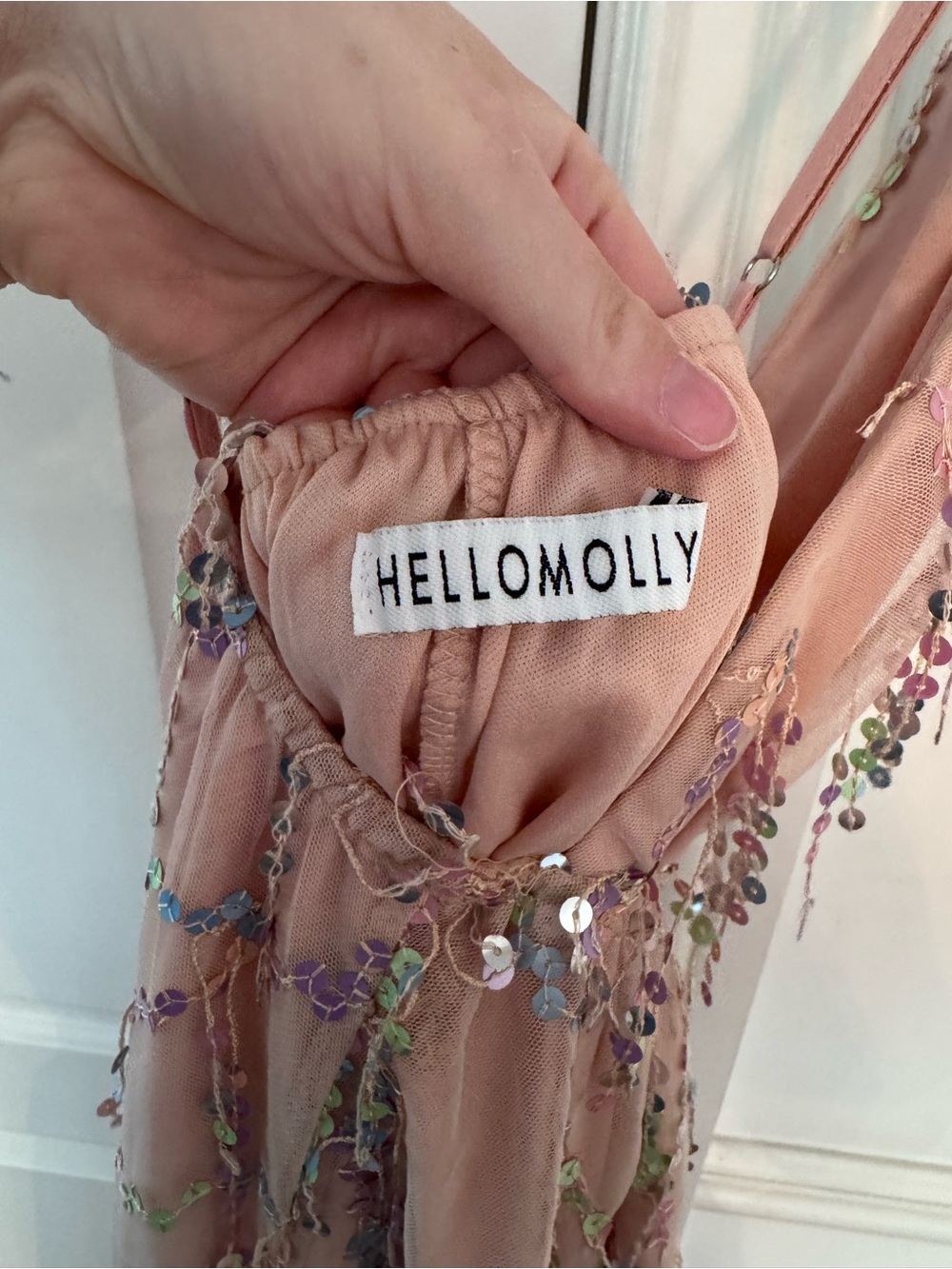 Hello Molly Blush Pink Sequin Embellished Strapless Dress - Picture 3 of 6